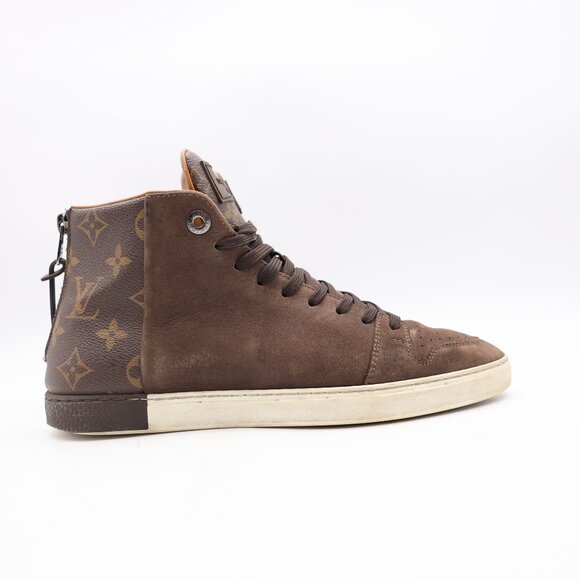 Louis Vuitton Men's Size 6.5 Brown Nubuck Leather and Monogram Leather Line Up - Picture 1 of 12